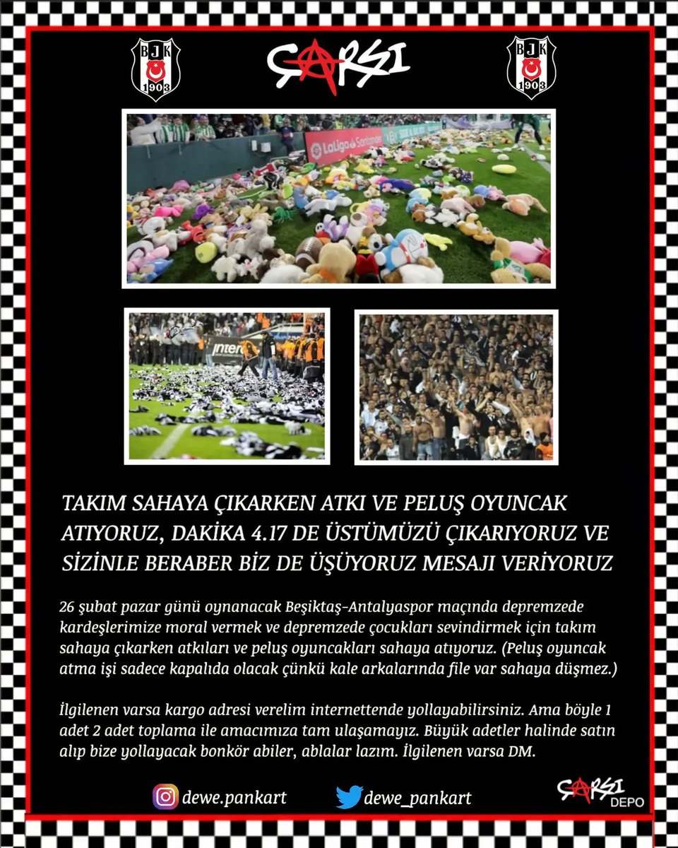 <a href="/AlenMarkaryan/">Alen Markaryan</a> Organizasyonu niye paylaşmıyon? Bi sürü çevren var..onları organize ederek bi kaç yüz tane peluş ayıcık alıp stada yollaman ÇOK AĞIR BİR İŞ OLMASA GEREK..çocuklar için yapıyoruz..kendimizi eğlendirmiycez.thanks