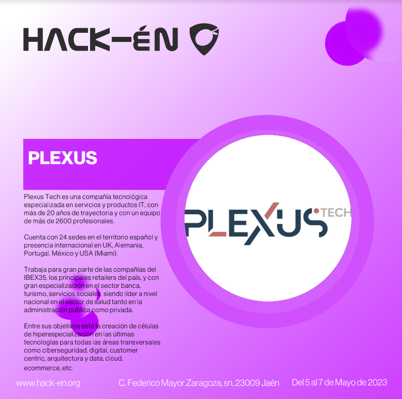 Hack_en_'s tweet photo. ¡Estamos emocionados de anunciar que Plexus Tech, será otra de las entidades patrocinadoras en nuestro próximo congreso de ciberseguridad (Hack-én) del 5-7 de mayo! https://t.co/vIZ1vhUOue