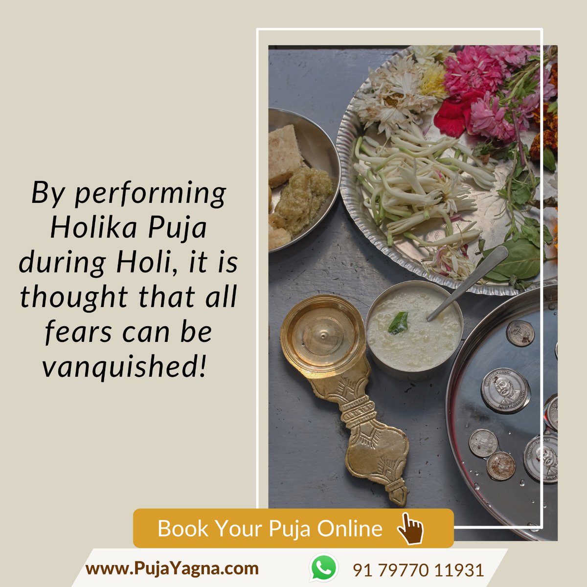 By performing Holika Puja during Holi, it is thought that all fears can be vanquished!

Head over to pujayagna.com/products/holi-…

#bookforpandit #aarti  #satsang #spiritualgangster  #onlinesatsang #भक्ति #bhajan #kirtan #vedicchanting #vedicmantra #onlineconcert