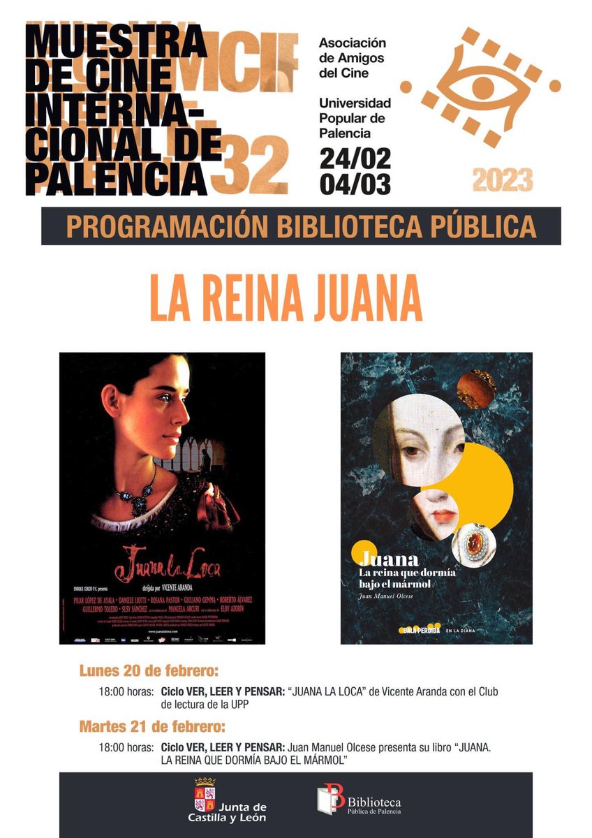BiblioPalencia's tweet photo. Continúan las actividades de la #32MCIP en
@BiblioPalencia:
📖Presentación del libro "Juana. La reina que dormía bajo el mármol", de Juan Manuel Olcese
📅Martes 21 feb.
🕛18:00 h
📍Salón de actos
👨👩👧👦Entrada libre hasta completar aforo
@oficial_mcip https://t.co/skdIKMzOHU