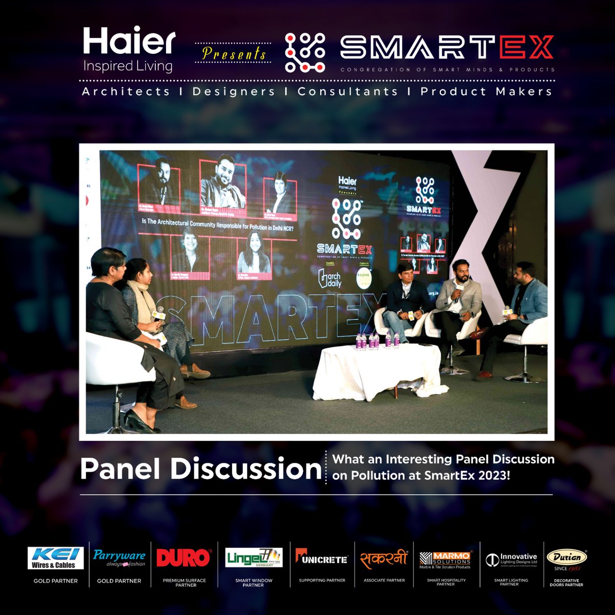 bmreporter's tweet photo. What an interesting and thought-provoking panel discussion on pollution for the Delhi chapter of SmartEx Conference and Expo!
#architectural #smartex #smartexconference #delhi #architects #designers #haier #duro #lingel #kei #sakarani #bmr #bmrreporter #buildingmaterialreporter https://t.co/5z4k7TgTgU