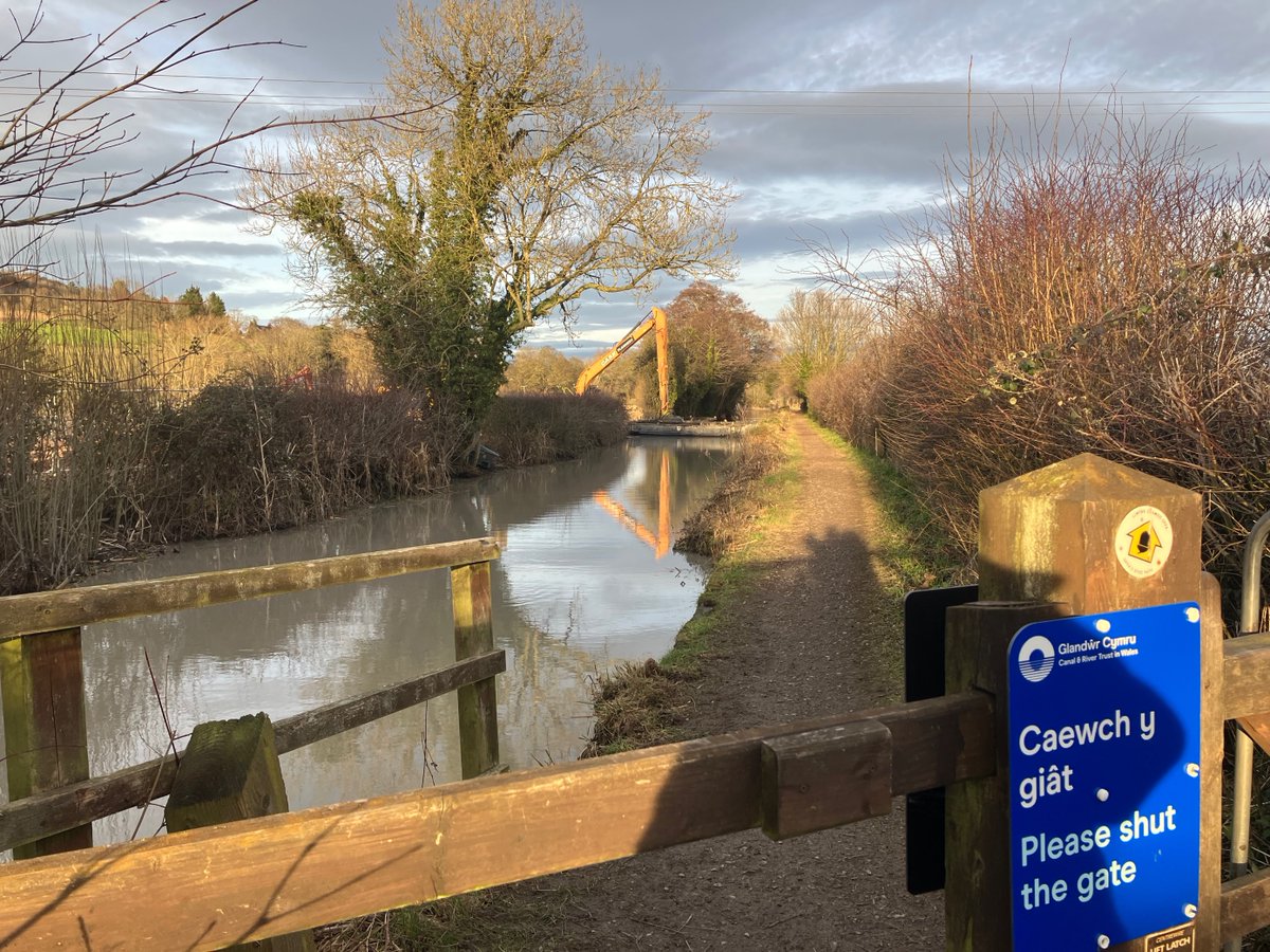 The first section of dredging works on the Montgomery Canal as part of the LUF is well underway. Look at all that open water space! This will improve the habitat for many species, particularly the protected aquatic plants found along the canal #canalrestoration #biodiversity