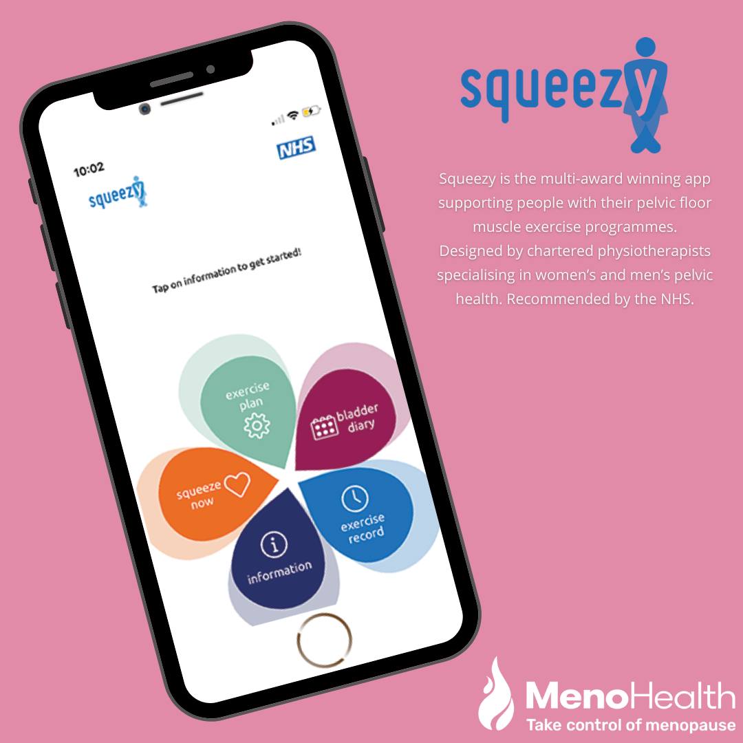MenoHealthUK's tweet photo. Do you struggle to remember to do your pelvic floor exercises 3 times a day? Download the @squeezyapp to get reminders & make sure youโre doing it right!
#squeezydoesit #easysqueezy #menopause #pelvicfloor
#menopauserelief #menopausematters #menopausehealth #menopausesymptoms https://t.co/UaYNpbau2l