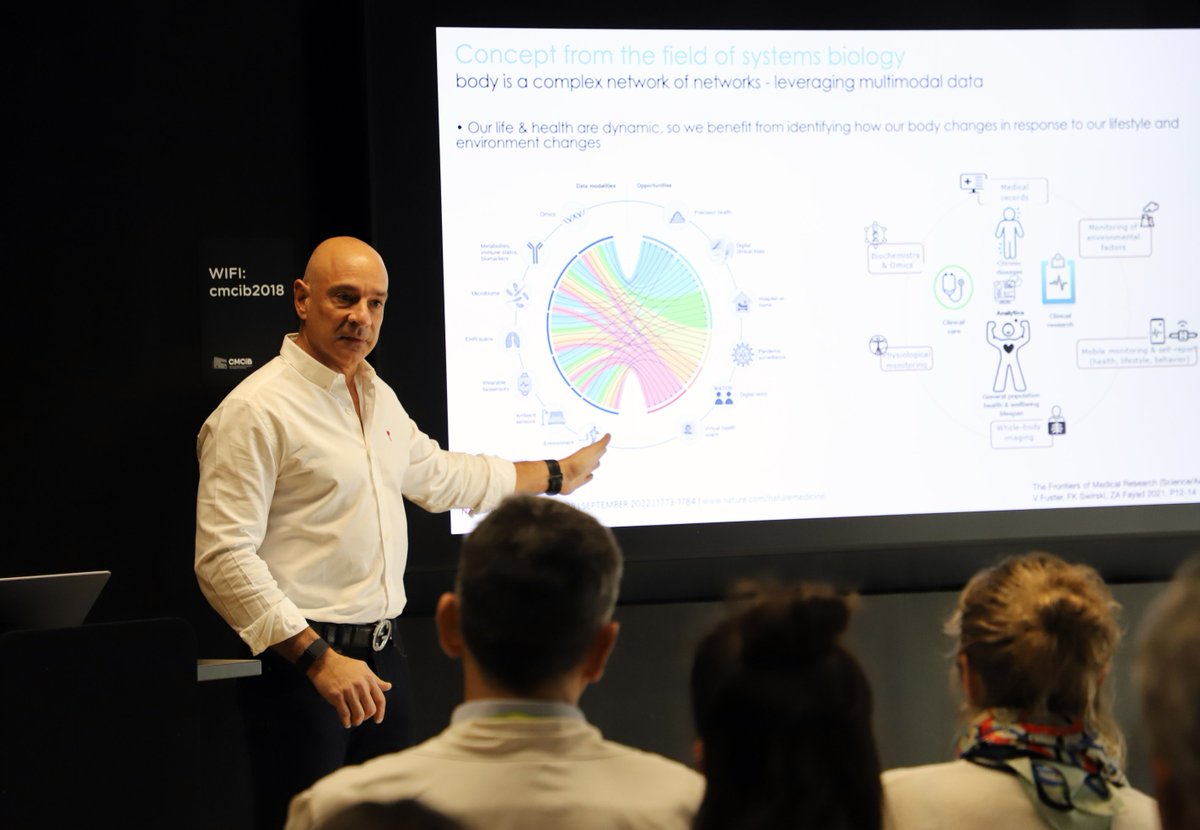 🗣️ Zahi A. Fayad, BioMedical Engineering and Imaging at the <a href="/IcahnMountSinai/">Icahn School of Medicine at Mount Sinai</a>, talking about systems medicine, immuno-imaging and immuno-therapy in cardiovascular disease today at #CMCiB - IGTP

#CardiovascularMedicine