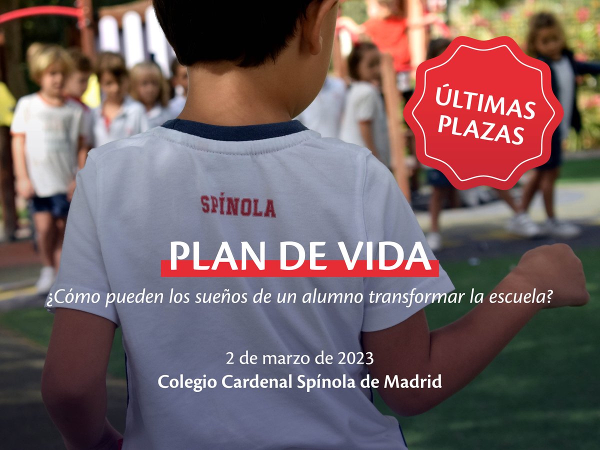 ¡Últimas plazas disponibles! 
 
No dejes pasar esta formación de PLANES DE VIDA. Un modelo de orientación y acompañamiento que será vital en el proyecto de futuro de tus alumnos.
 
Inscripciones hasta el viernes 24 de febrero⬇️
fundacionspinola.es/cursos/plan-de…