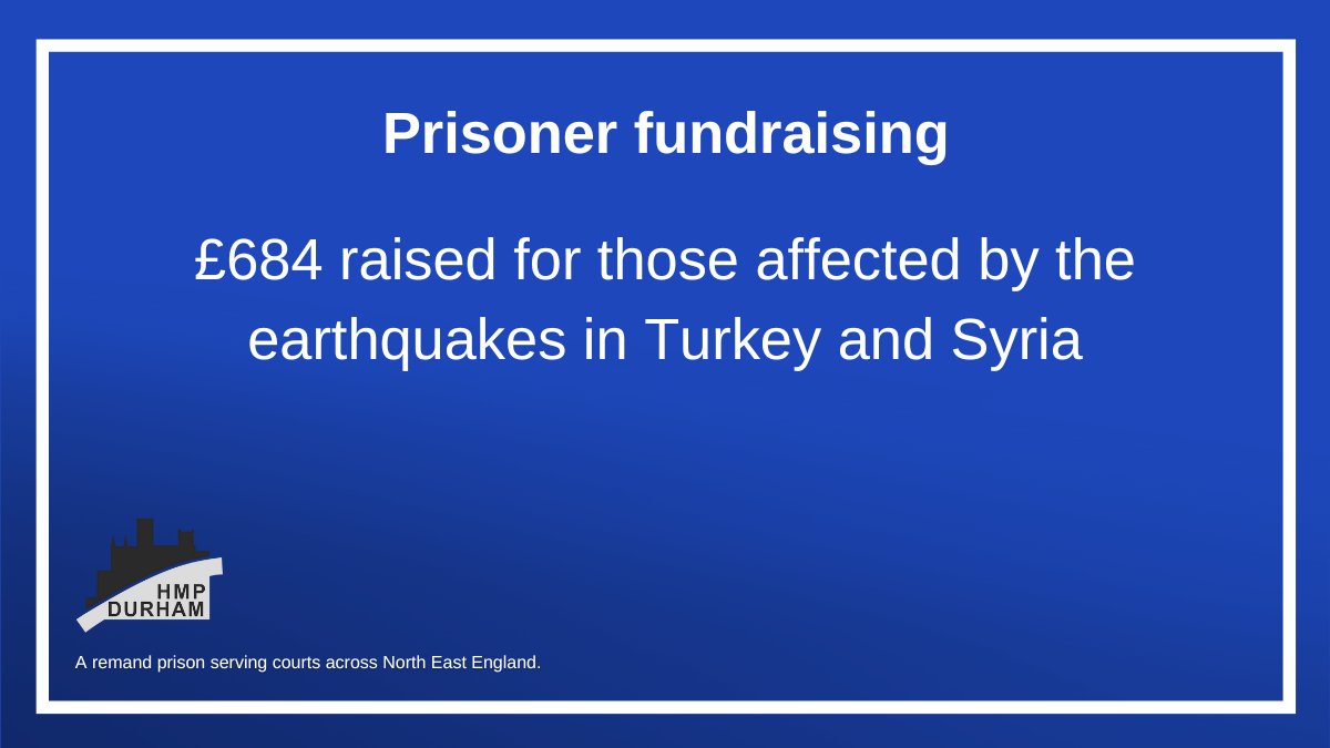 Following this, the Chaplaincy team have delivered services to all prisoners who attend the chapel, encouraging them to do what they can at this sad time. As a result, prisoners have donated £854 through charities working to provide shelter, food, and support to those affected. https://t.co/qfTDQavwh8