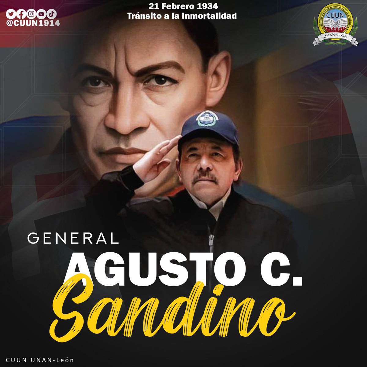 #21DeFebrero || Conmemoramos 89 años del Tránsito a la Inmortalidad de nuestro General de Hombres y Mujeres Libres Augusto C. Sandino.

¡Sandino SIEMPRE!

#SandinoPatriaYLibertad
#CUUN1914