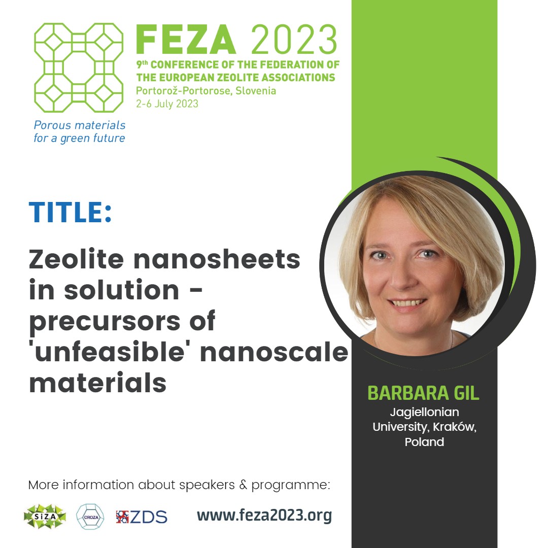 📣We are very excited to welcome Barbara Gil, Professor and the Head of Zeolite Chemistry Group in the Faculty of Chemistry of the Jagiellonian University as a keynote speaker at #FEZA2023

👉Please visit feza2023.org for more information about speakers and programme.