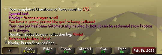 Maxhican's tweet photo. So this happend...

192 Kc - Arcane pray scroll + Olmlet
193 Kc - T-bow

WTF is my CoX luck https://t.co/ieVQtfcsf5