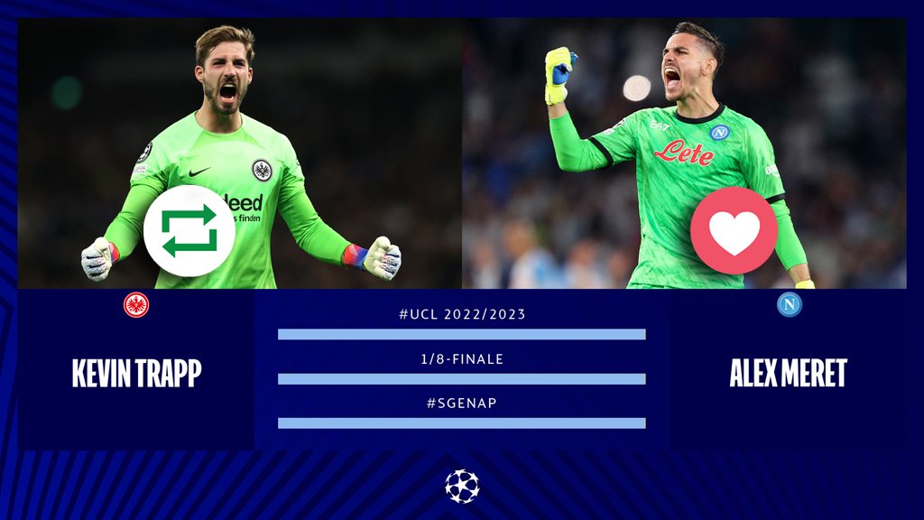 UEFAcom_de's tweet image. #UCL Matchday! ⚽️🤩🔥

🔁 = Kevin #Trapp 🇩🇪
❤ = Alex #Meret 🇮🇹

#SGENapoli | @Eintracht | @sscnapoli