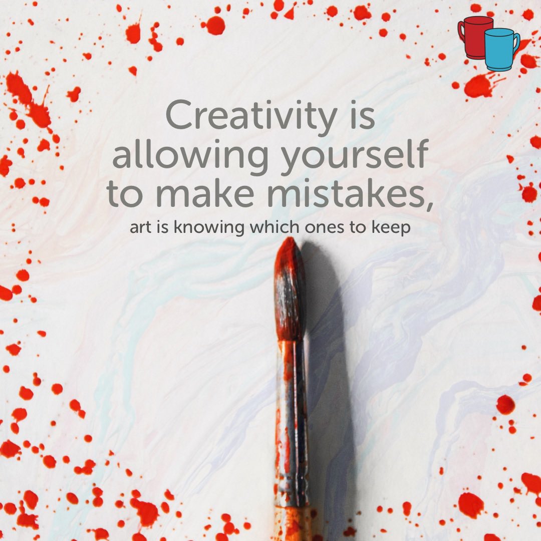 MerzCounselling's tweet photo. Creativity is allowing yourself to make mistakes, art is knowing which ones to keep. 
#itsoknottobeok #ITSOKAYTOTALK #itsoktocry #itsoktoaskforhelp #itsoktotalk #mensmentalhealthawearness #selfcare  #quotes #andymerzcounselling #depressionawareness #counsellingservices https://t.co/5xyGA9F8w3