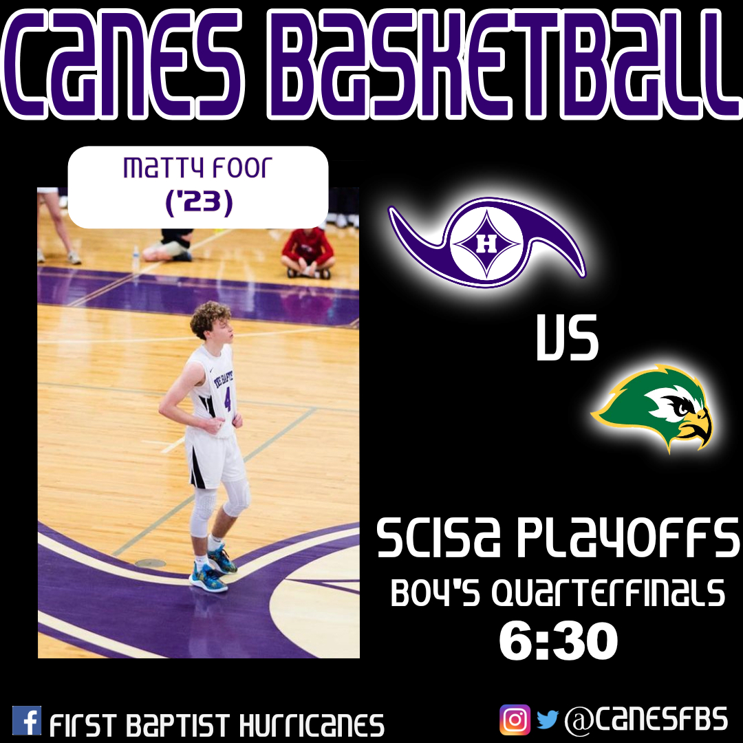 Canes Boy's Basketball open up postseason play with a Quarterfinals matchup with Ben Lippen this evening! Tipoff schedules for 6:30 at the Sumter Civic Center! #WeAreFB