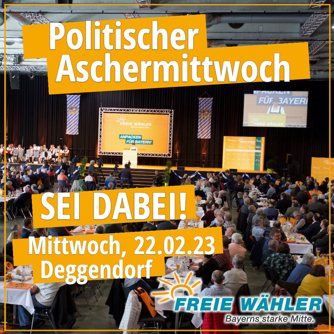 fw_bayern's tweet photo. Noch einmal schlafen!! #Vorfreude 💪🤩
Und endlich wieder in Präsenz: LIVE aus #Deggendorf 🥨🧡
☀️ Mittwoch, 22.2., 10 Uhr 
☀️ Stadthalle Deggendorf oder #LiveStream. 
☀️ Mit @HubertAiwanger, @ThorstenGlauber, @EndersSusann u.v.m. 
#PolitischerAschermittwoch2023 #PAMFW #PAM23 https://t.co/KS8qZp9kg2