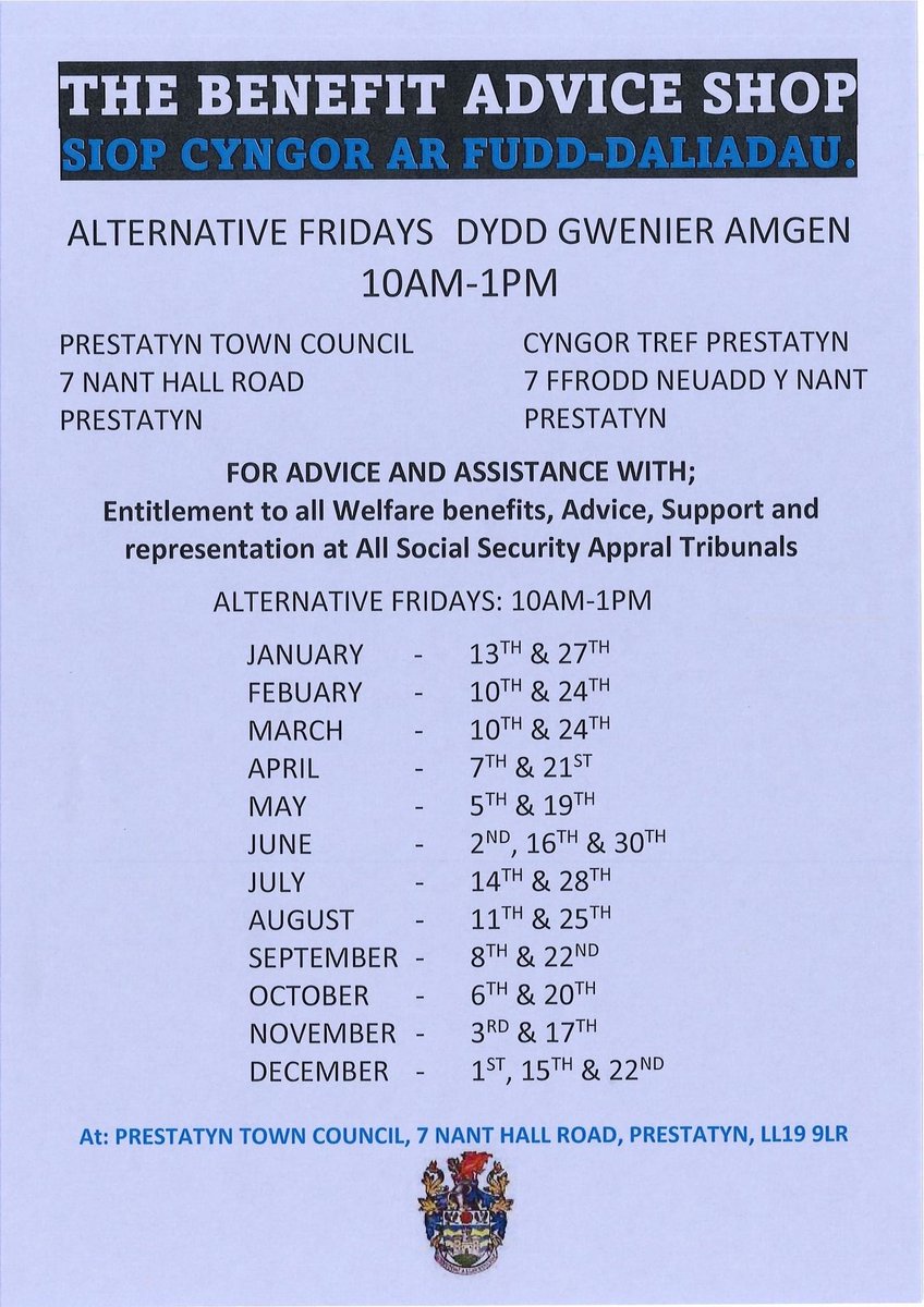 The Benefit Advice Shop

For Welfare benefits advice support and representation 

held on alternative Fridays