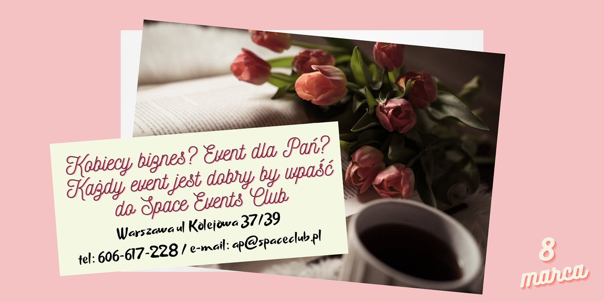 Space_Events_C's tweet photo. Doceniamy kobiety, prowadzone przez nie biznesy i kobiece inicjatywy. 
Do Space Events Club zawsze zapraszamy wszystkich, jednak w dniu międzynarodowego święta kobiet szczególnie polecamy zorganizowanie kobiecego eventu. 

#spacevents #event #warszawa #club #dzienkobiet https://t.co/c6JuS7Ui5L