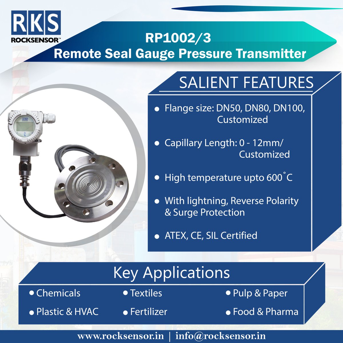 rocksensor_ind's tweet photo. Remote seals are used to shield pressure-measuring equipment from process media including hot, viscous, unclean, corrosive conditions, and so forth.
#Rocksensor #RocksensorIndia #temperaturesensors #seals #diaphragm #sensors #transmitters #technology #processindustry https://t.co/NgXrfW0t9H