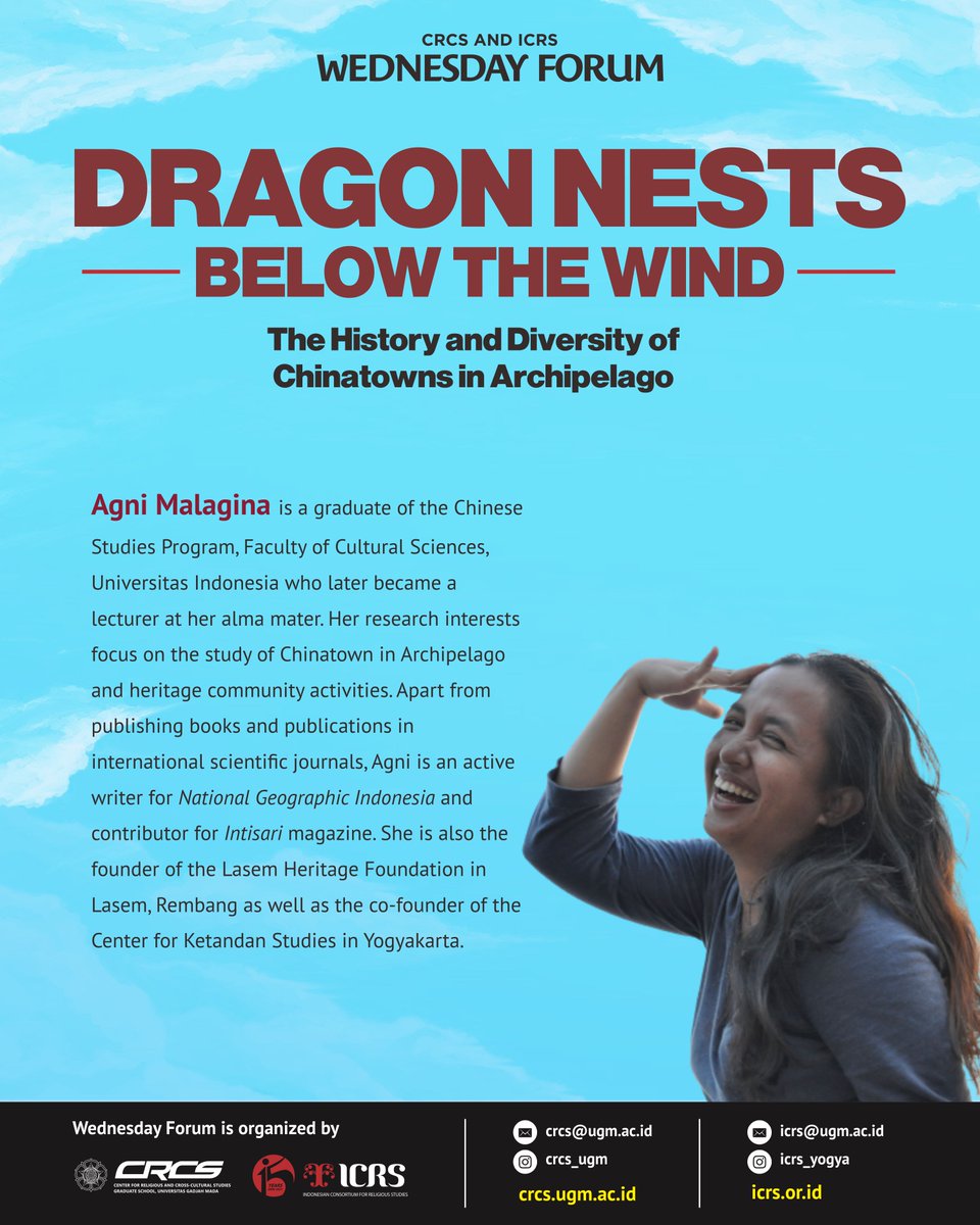 Dragon Nests below the Wind: the history and diversity of Chinatowns in the Archipelago. Rabu ini, 22 Feb 2023, di Ruang 306 Gedung Pascasarjana UGM. Gratis !!!