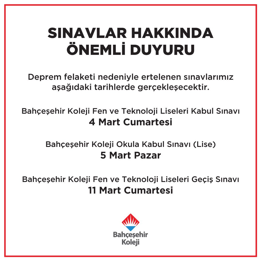 ‼️Sınavlar Hakkında Önemli Duyuru: