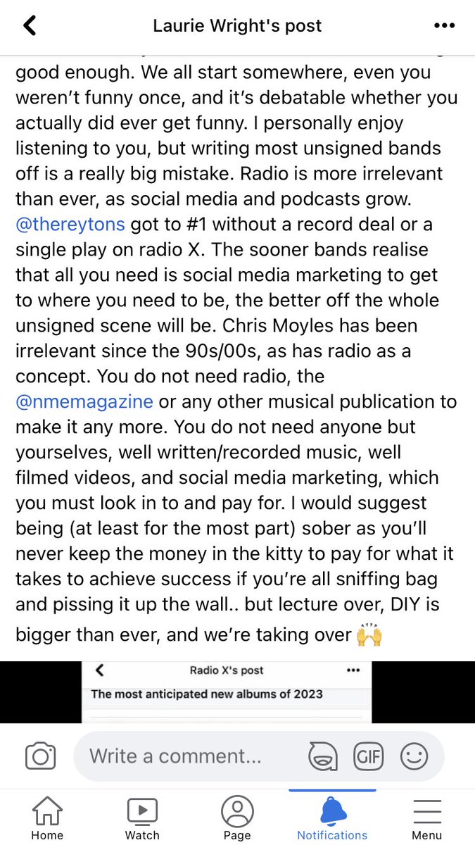 LaurieWright4's tweet photo. 😂Can I just say I think I might’ve sparked this countrywide barny with @ChrisMoyles when i simply replied to the @RadioX question posed ‘what will you be buying in 2023?’ And completely wiped the floor with em, to rapturous applause 😂. Swipe right for full story #chrismoyles https://t.co/c7CPAQfKZP