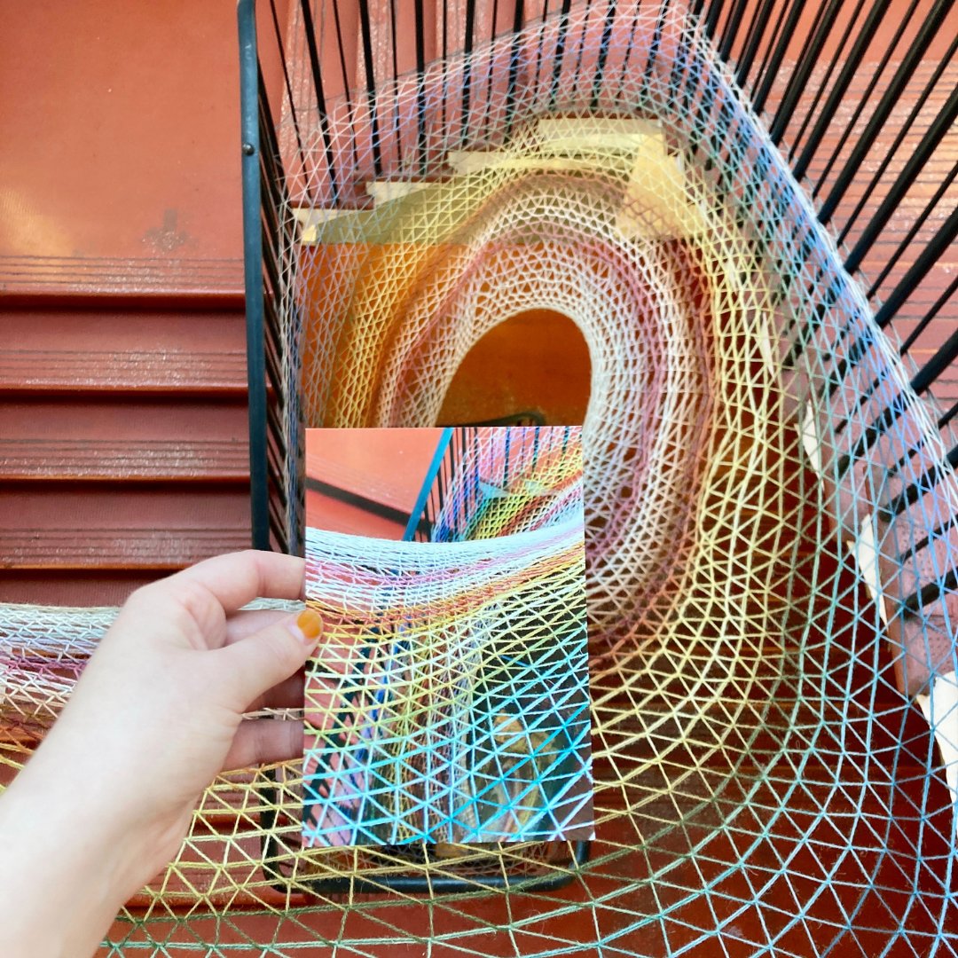 DovecotStudios's tweet photo. Stairwell Weave-In is a site-specific installation created by textile artist Shane Waltener with assistance from Nick Duxbury for Dovecot Studios’ building on Infirmary Street in 2010.
Postcards are available in our gift shop.
#weaving #installationartwork #tapestrystudio https://t.co/t7Dq8V9pDR