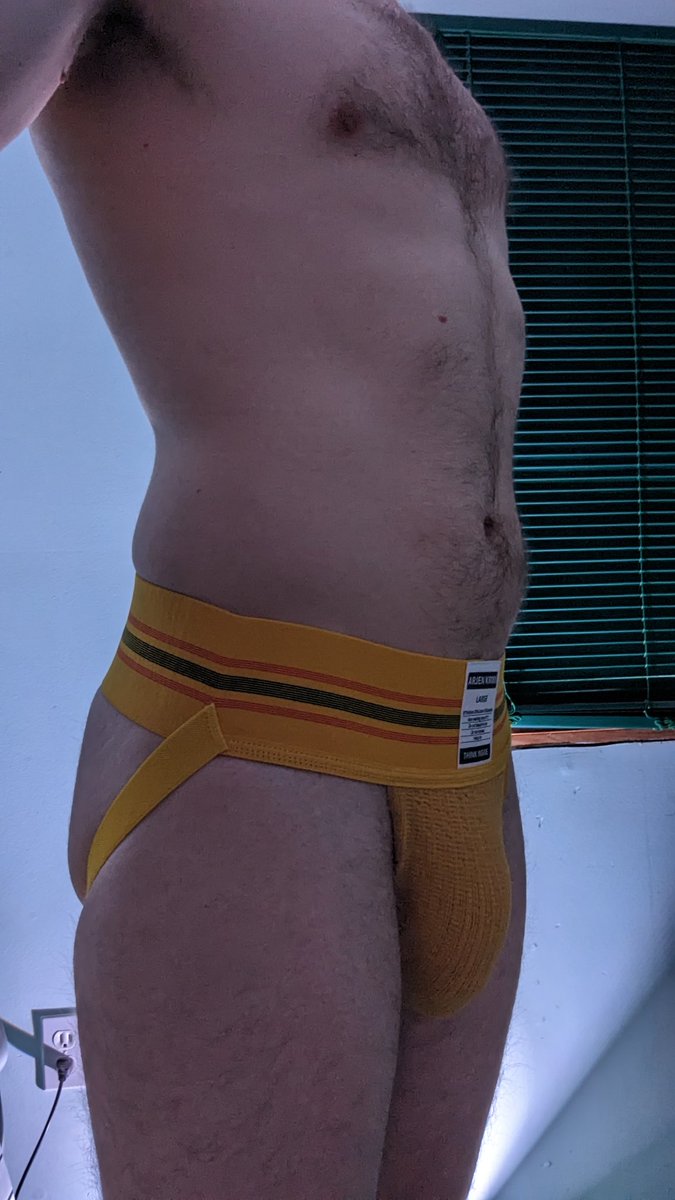 MoresChapman's tweet photo. Wearing my yellow Arjen Kroos jockstrap today #jockstrap #jockstraptuesday #hairy #undearwear #gaybottom #muscle #foreskin https://t.co/tjbMHTFArl