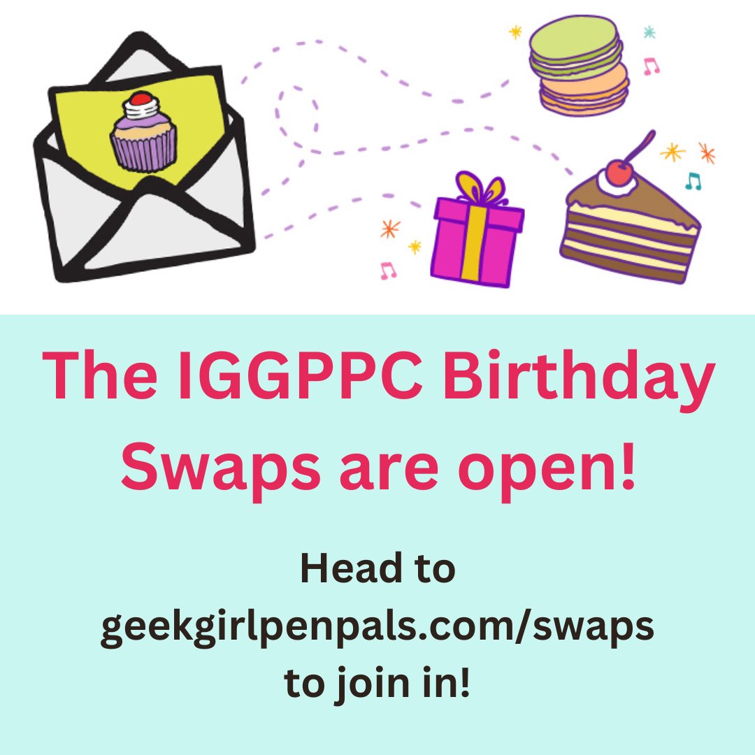 SWAP ANNOUNCEMENT!

This year IGGPPC is turning 10 🎂 To celebrate we’re running TWO birthday swaps, which are now open for sign ups!

The Official Birthday Card Swap 💌
***AND***
The Ten Tiny Treats Swap 🎁