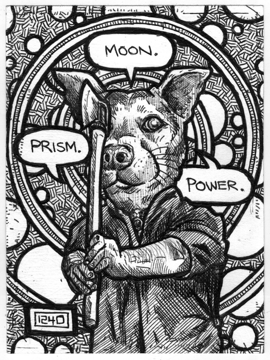 Day #1240
#moonprismpower
#moon
#prism
#power
#axethrower
#doggo
#pupper
#circles
#code1240
#2023
#february 
#dailydrawing
#bartvargas

linktr.ee/bartvargas