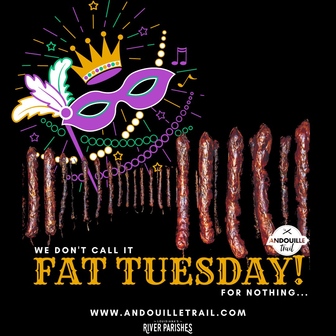 LARiverParishes's tweet photo. Happy Fat Tuesday! 💜💚💛
Celebrate by clicking the "link" to learn more about the #AndouilleTrail, only found in Louisiana's River Parishes. #MardiGras #RiverStyle
LINK: https://t.co/r6R5wc6eyB https://t.co/lUDoR05g5j