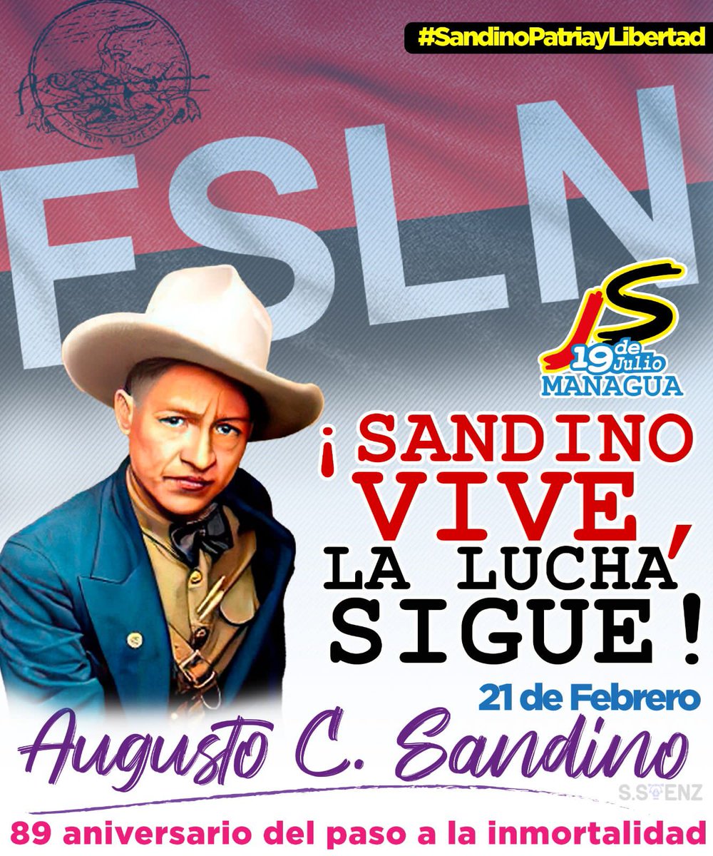Augusto C. Sandino.
La gesta libertaria de Augusto C. Sandino ha trascendido las fronteras, transformándose en símbolo y bandera de los pueblos que luchan contra la opresión y el dominio de fuerzas externas. 

❤️🖤💪

#SandinoPatriayLibertad
#Nicaragua