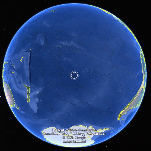 latestinspace's tweet image. Point Nemo is the location on Earth farthest from land, surrounded by more than 1600 km (1000 miles) of ocean in every direction 

The closest other humans would be in the ISS 400 km (250 miles) up