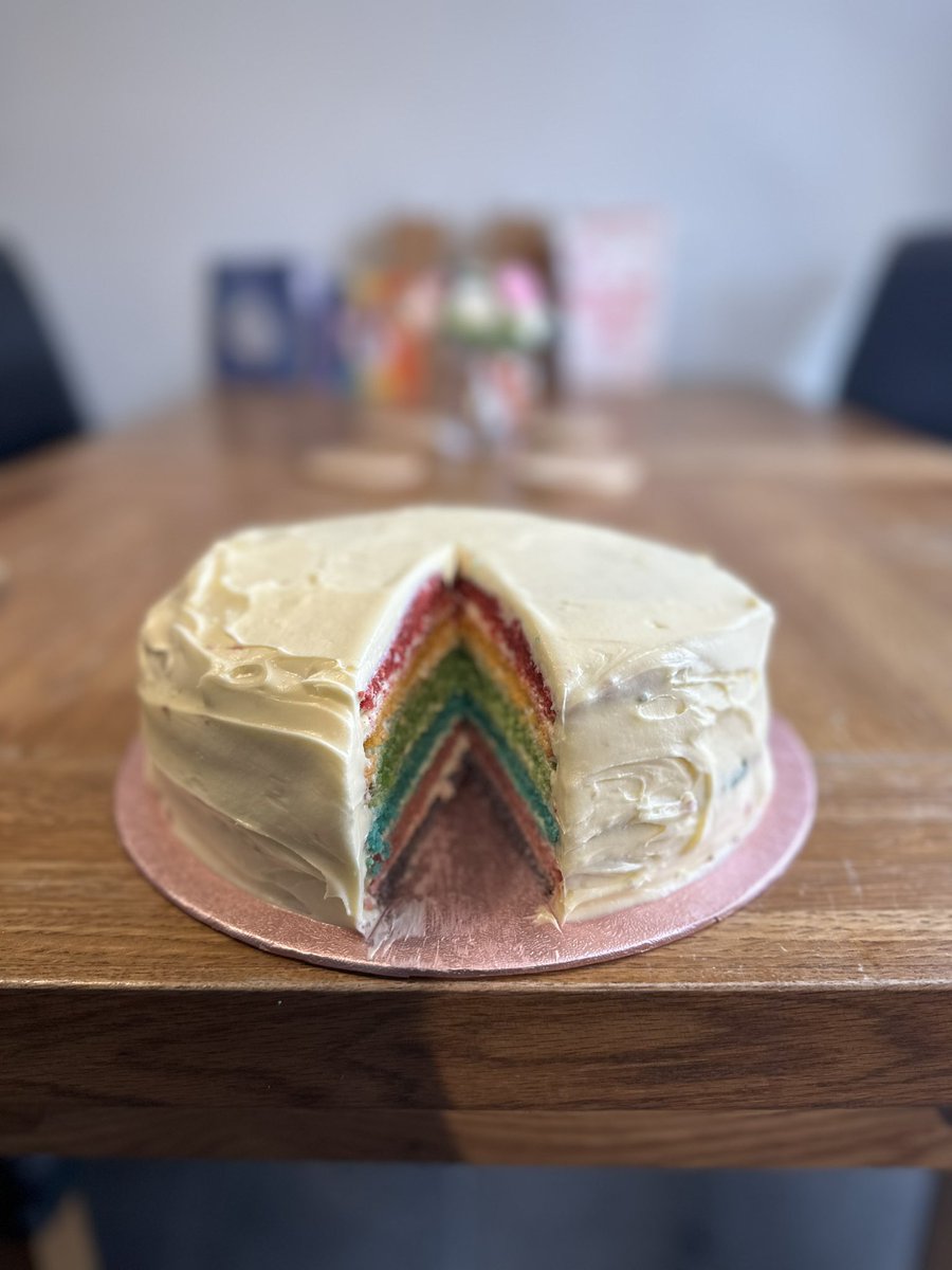 Luluuux12's tweet photo. Caleb and Isla made a lovely rainbow cake! They measured all the ingredients with barely any help, mixed it all together then put the icing on. It looks and tastes amazing 🌈😋@LittledeanSch https://t.co/z1j3wAWwak