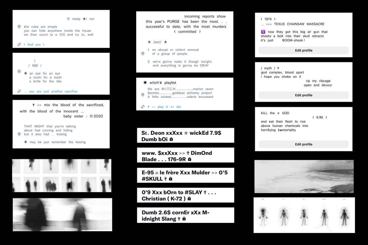 ⠀⠀⠀⠀⠀⠀⠀⠀⠀⠀ 𓈒⠀horror time⠀𓈒
⠀
╺13 works
❨ 5 location , 3 bio ig , 5 names and free for 4 headers ❩

price : 7 bath
mt anything for all
⠀
* can edit emoji
* don't edit symbol
* can mention until i close kup 👻

🖤🖤🖤