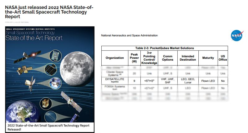 <a href="/diysatellite/">diysatellite 🛰🚀🌏</a> 's #pocketqube  have been included in <a href="/NASA/">NASA</a> 's State-of-the-Art Small Spacecraft Report for 2022! 
Read the full report here: nasa.gov/smallsat-insti…
If you think of flying a #pocketqube, do not hesitate to contact us.