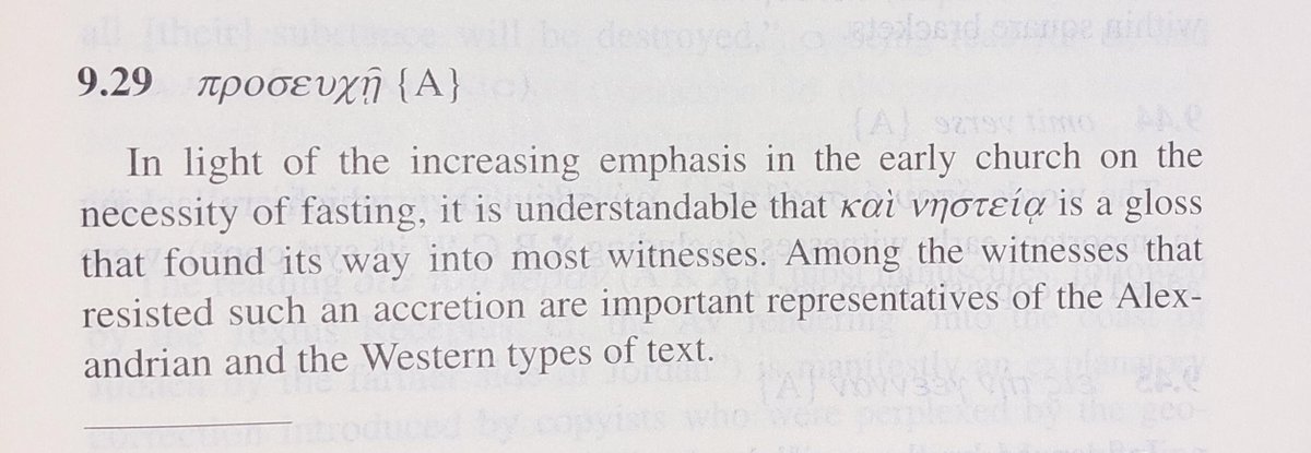 ypma_albert's tweet image. Fasting?

“Why could we not drive the spirit out?” 
“This kind can only come out through prayer.” 
Mk 9.28-29 (Gospel reading 20/II/2023)

Cf.
“This kind can come forth by nothing, but by prayer and fasting.” (KJV)

#textualcriticism (Metzger, image richt)