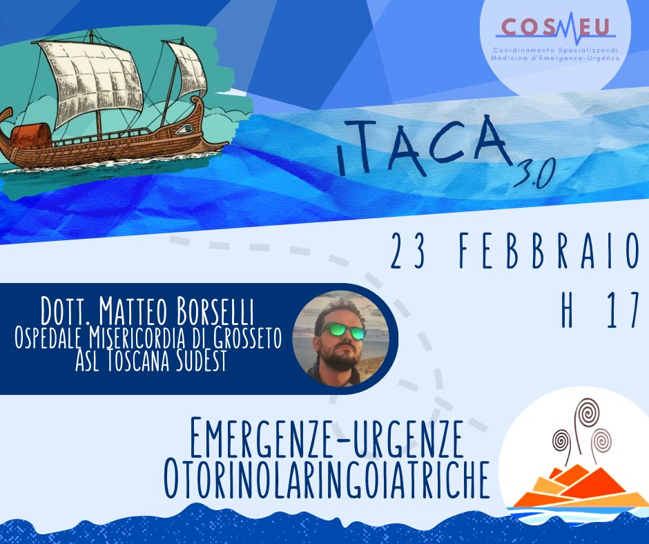 Ci scusiamo con tutti ma a causa di un imprevisto abbiamo dovuto rimandare l'incontro sulle Emergenze ORL con il Dott. Borselli.
Vi aspettiamo giovedì 23 h 17!