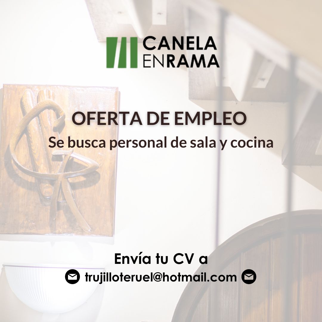 Canelaenrama_08's tweet photo. 📢 𝐎𝐅𝐄𝐑𝐓𝐀 𝐃𝐄 𝐄𝐌𝐏𝐋𝐄𝐎 | ¿Te gustaría formar parte del Grupo #CanelaenRama?

Estamos buscando incorporar personal de sala y #cocina para nuestro Restaurante en #Linares. 👩🏼‍🍳👨🏼‍🍳
✅ Envía tu cv trujilloteruel@hotmail.com

 #empleojaen #empleolinares https://t.co/Q9gaoQ0UuK