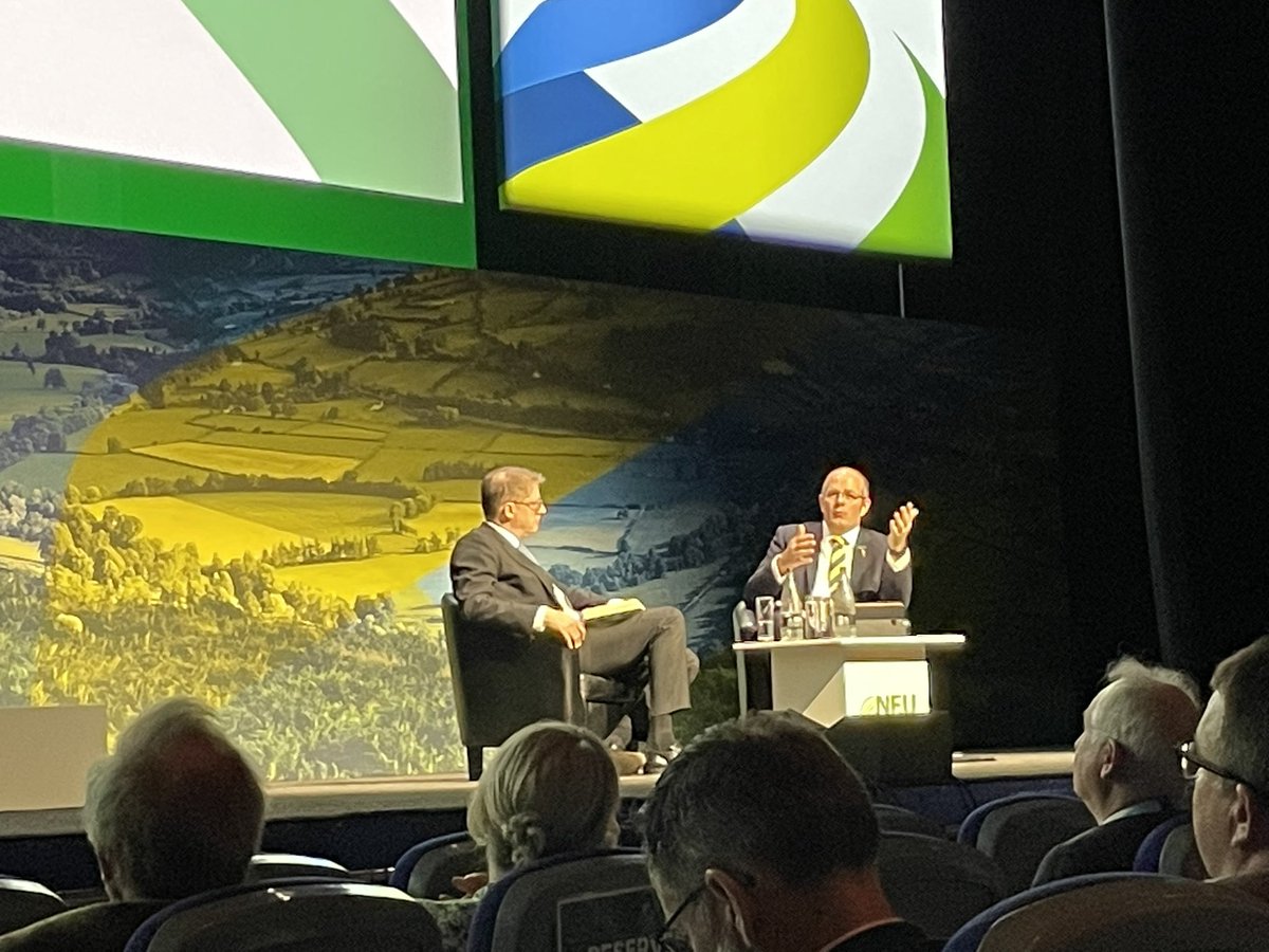 NFUDurham's tweet photo. Tony Danker (Director General of CBI). “Onshore wind and solar should be on the agenda” speaking about government priorities. #nfu23 #nfu #cbi https://t.co/kwiIzrtUHV
