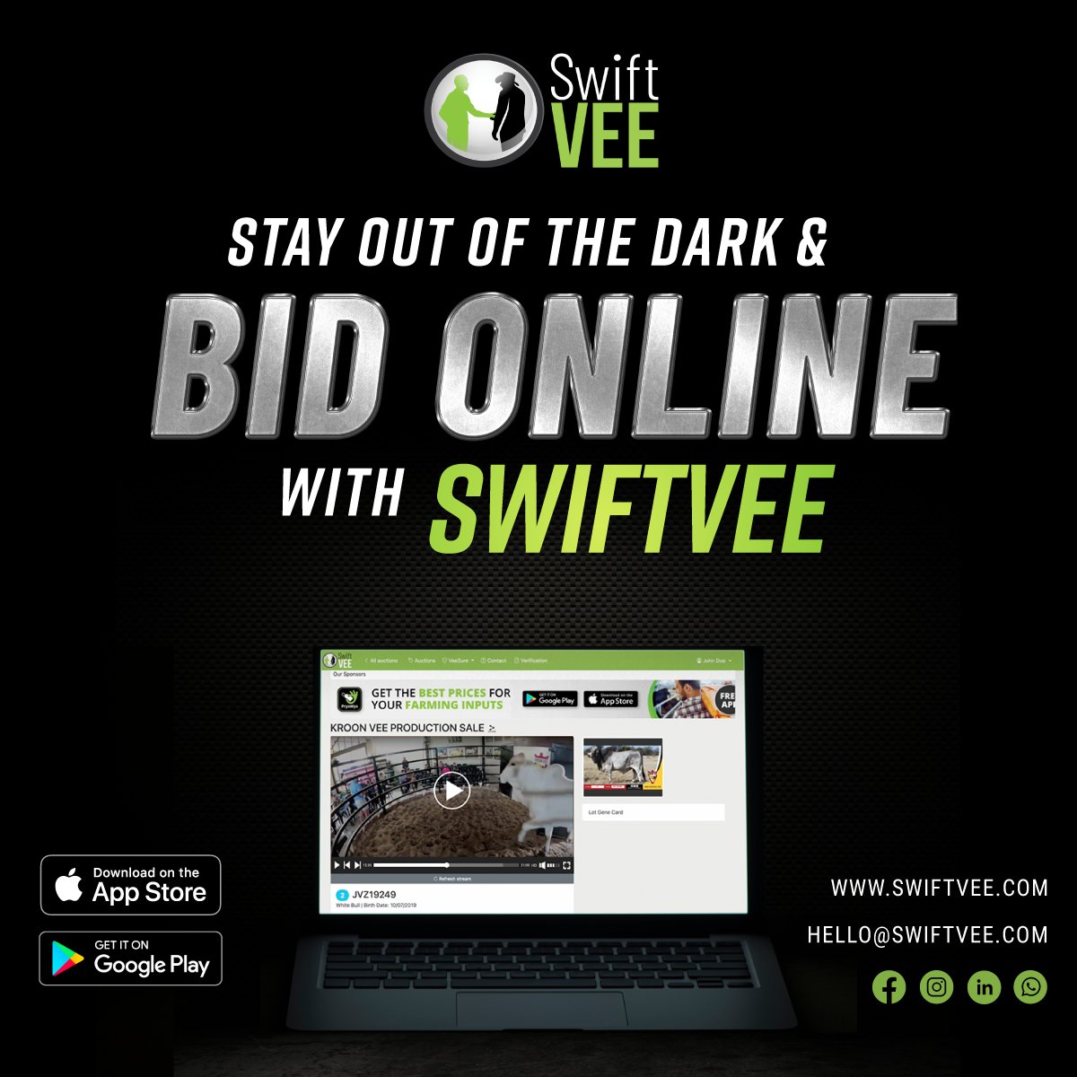 TeamSwiftVEE's tweet image. 🌐Bid online on livestock and game auctions from anywhere!

Start by visiting: auctions.swiftvee.com/partners/onlin…

#bidonline #Swiftvee #livestock #onlineauction
