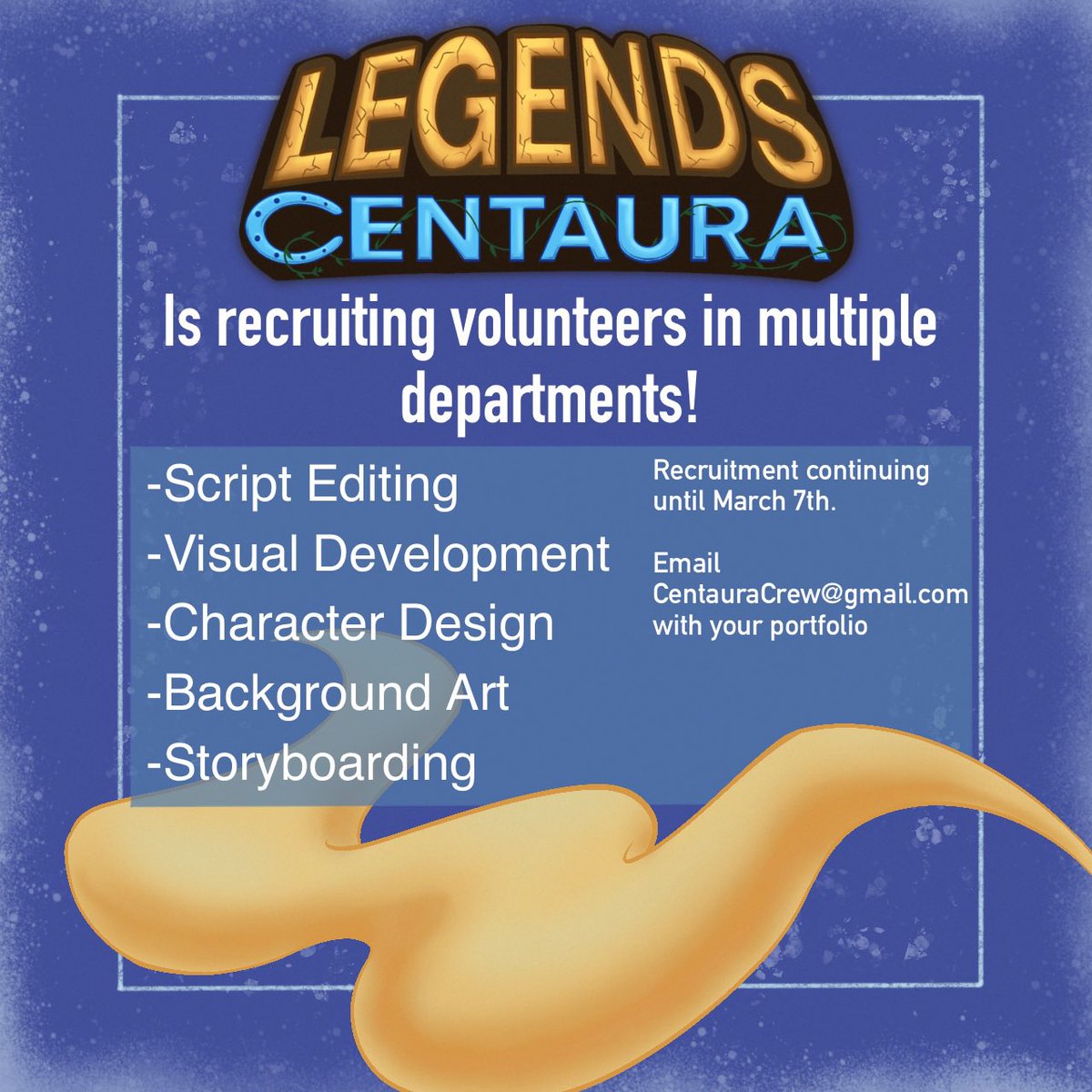 LegendsCentaura's tweet photo. Calling all legends! We’re looking to recruit some volunteer artists to our team! Go ahead and send your portfolio to CentauraCrew@gmail.com. Recruitment continues through to March 7th 2023. https://t.co/AdszE2OI4L