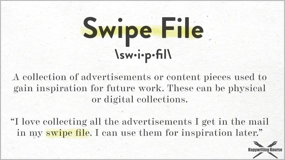 3) Swipe File

This one is more copywriting based but includes a ton of sales page examples. Combine
