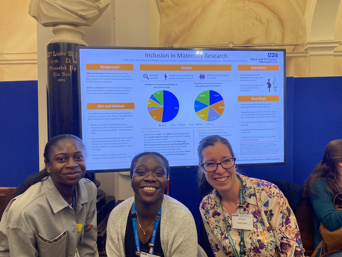 midwife_laura's tweet photo. At the @NIHRresearch Annual Research Forum @ResNetLondon with three of the wonderful @rhcnrc team @hollyklovell Ope & Yele #whywedoresearch #maternityresearch #inclusioninresearch https://t.co/0pI1mMwjum