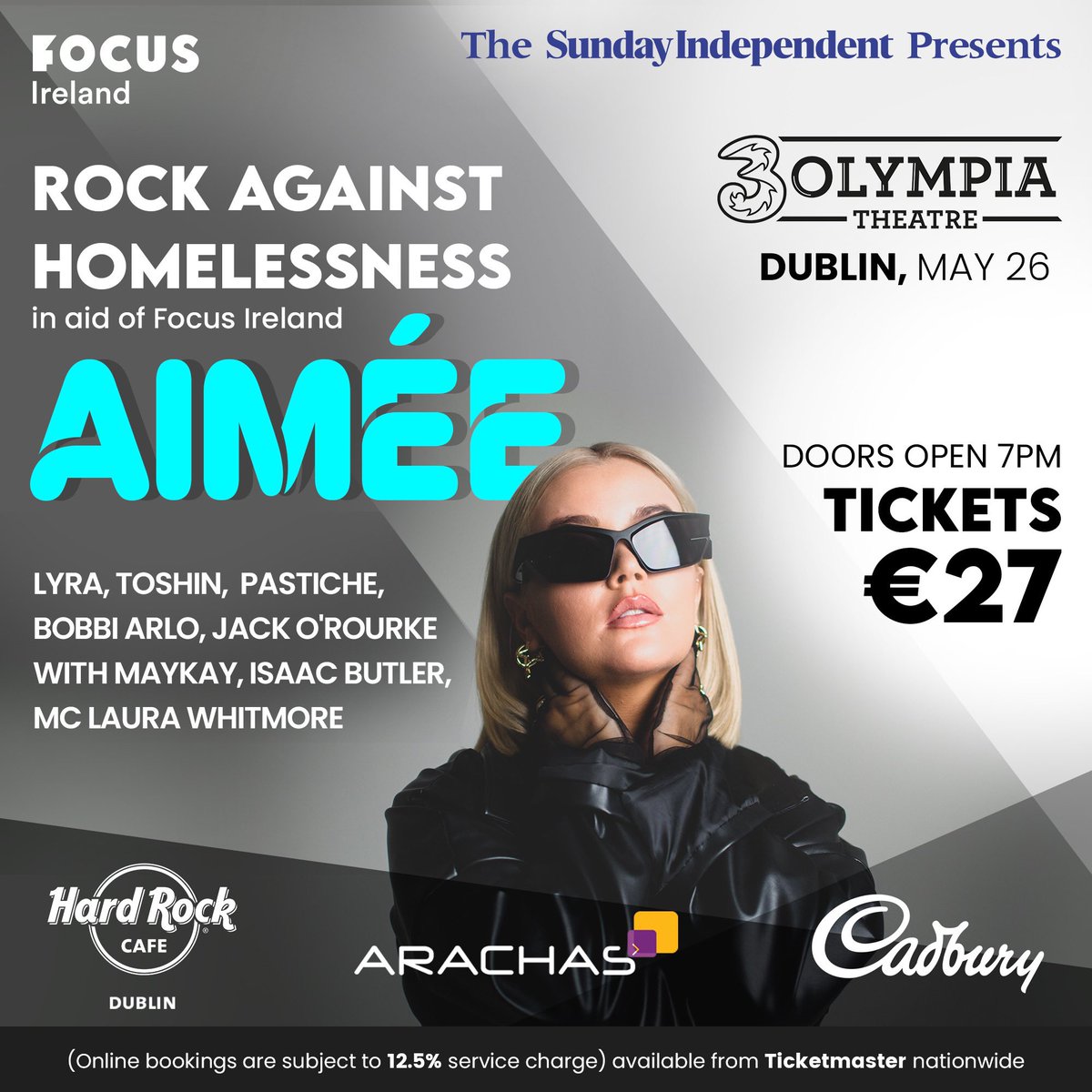 Gilchey's tweet photo. ⚡️ #RockAgainstHomelessness returns in aid of @FocusIreland, headlined & curated by @thisislyra✨
🎶 @AimeeMusic_ @Toshinband @xPastichex @Bobbi_Arlo @JackORourkes w/@MayKay316, and @butlerisaac1 + MC @TheWhitmore⭐️
Fri 26th May at @3OlympiaTheatre
Tickets on sale this Fri 9am https://t.co/muFYlUmlEA