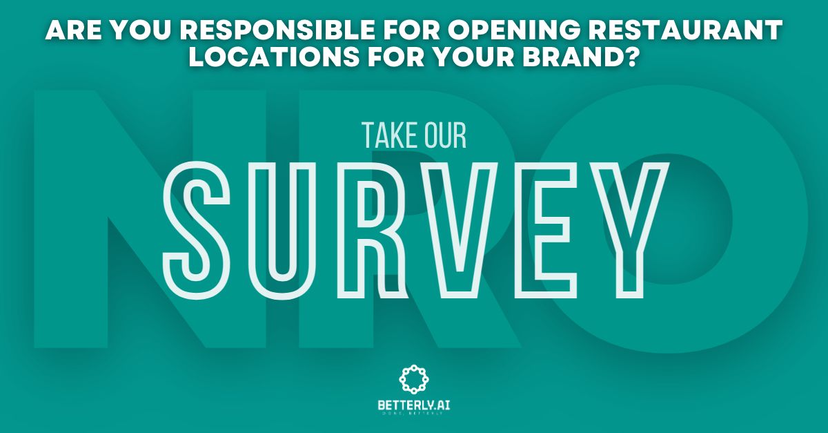 BetterlyAI's tweet photo. Franchised restaurant NRO Experts! Betterly is launching a tool to make your job easier and your openings more powerful. Please take this short survey so we can better understand your needs, and how you manage NRO. You may remain completely anonymous.
https://t.co/kKz0w3cX4W https://t.co/7g33kDkSND