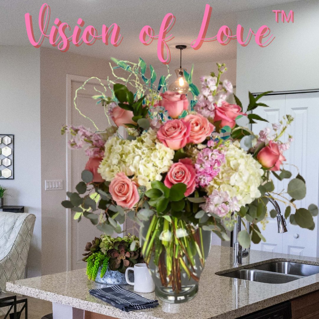 tulipstalk's tweet photo. Featured bouquet Our Vision of Love™ is filled with loving vibes. Pink Roses, white hydrangea, pink and lavender stock, curly willow, and silver dollar eucalyptus make this one of our favorite romantic floral arrangements. https://t.co/eFOmYzjkYK https://t.co/q3Yd8XYld6