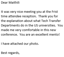 MaithiliShroff's tweet photo. Thank you for the beautiful message! ❤️
#volunteer #AUTM2023 #givingback #techtransfer https://t.co/a7STgq9EkU