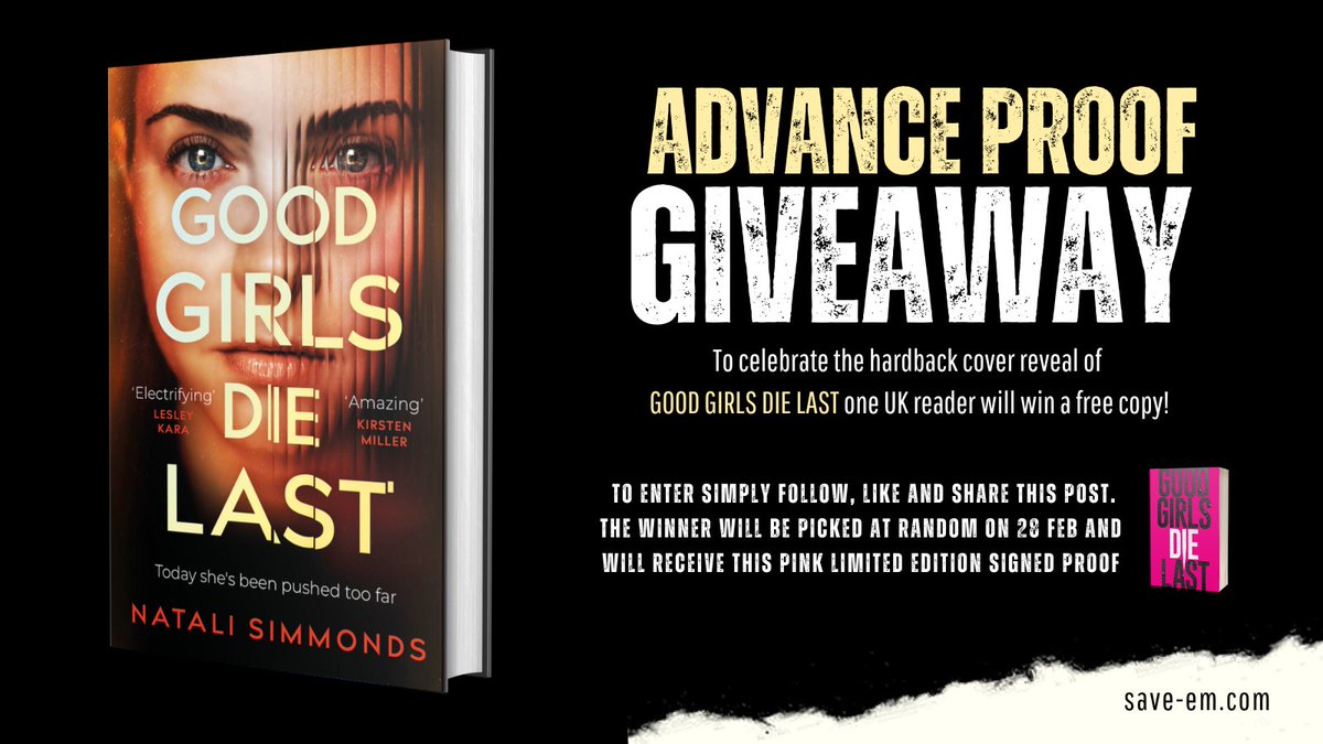 GOOD GIRLS DIE LAST is out in hardback 4 months today!!! 🔥 To celebrate I'm giving away* a (very hard to come by) signed pink proof. All you have to do is follow me then like and share this post! Check out my new site too! save-em.com * UK readers only