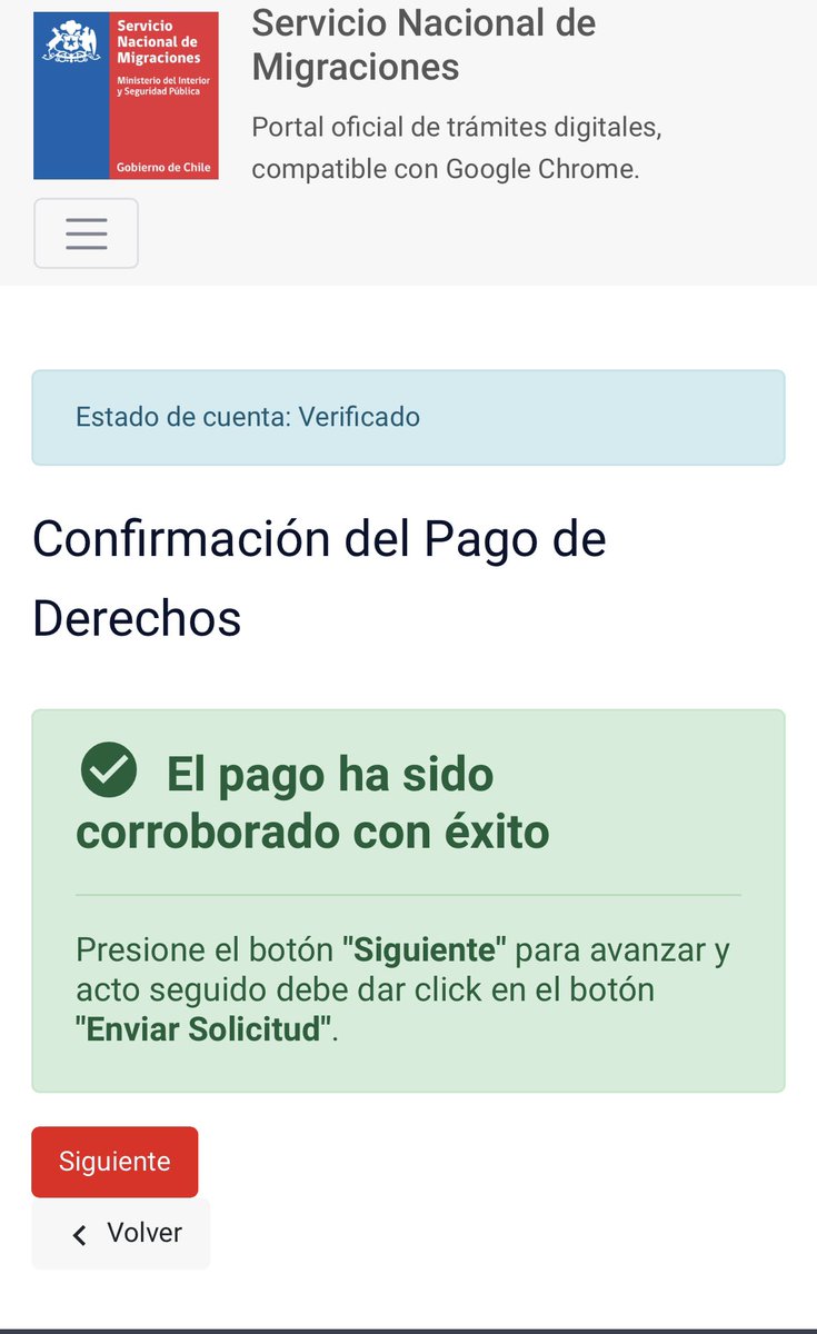 alriverarojas's tweet photo. @MigracionesCL  estoy en proceso de Nacionalización y me pidieron pagar , pague, pero el botón siguiente no está funcionando, para seguir el proceso, con quien me puedo poner en contacto ? https://t.co/OpNKgOg0sw