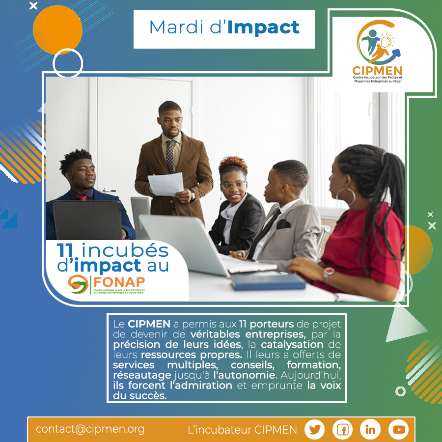 Cipmen's tweet image. #Mardi_d_Impact 
Le CIPMEN a permis aux 11 porteurs de projet de devenir de véritables entreprises, par la précision de leurs idées, la catalysation de leurs ressources propres. Aujourd’hui, ils forcent l’admiration et emprunte la voix du succès.
@rouffahi 
@marcorau 
@ando2021