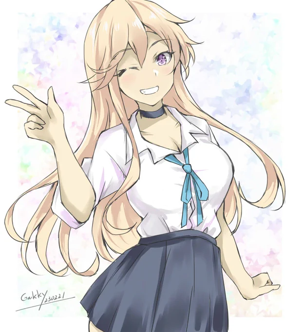 #艦これ版真剣お絵描き60分一本勝負_20230221#艦これ版真剣お絵描き60分一本勝負メリケン留学生ギャルアイオワ 