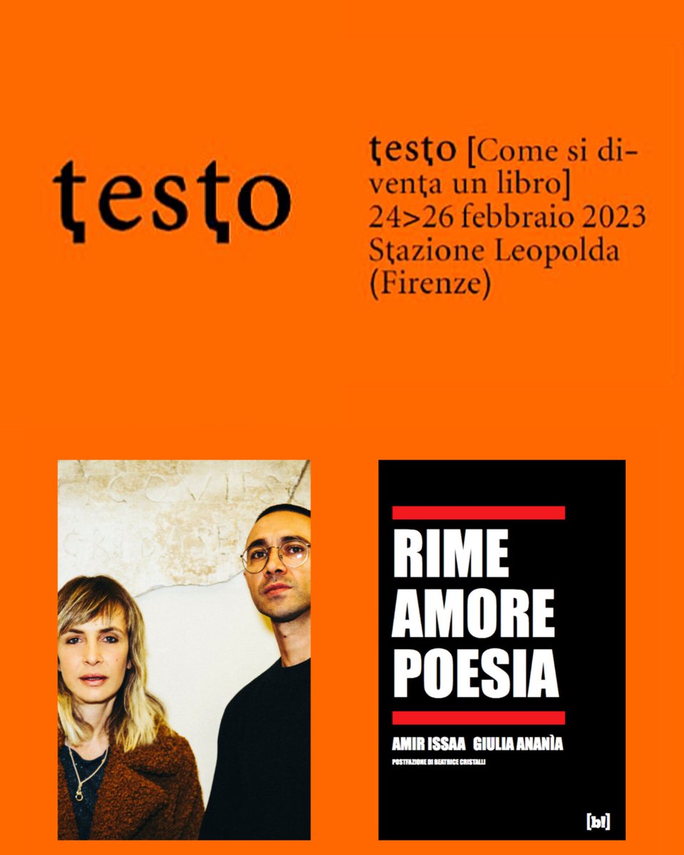 Amirissaa's tweet photo. UN RAPPER INCONTRA UNA POETESSA.
Sabato 25 Febbraio io e @GiuliaAnania saremo a Firenze per presentare il nostro libro "Rime Amore Poesia" - ore 17:00 sala ortese
#testo #testofirenze #redstarpress #bizzarrobooks #rap #poesia #poetry #rhythmandpoetry https://t.co/KI122rFzYi